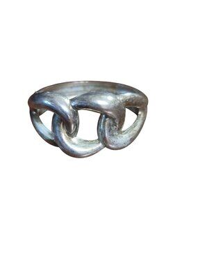 Silvertone Chain Link Hinged Bracelet Size 6 Vintage Adjustable Open Design